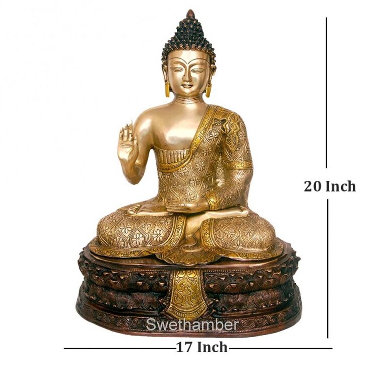 Peacefull 20 Inch Brass Statue Of Lord Buddha. MH751
